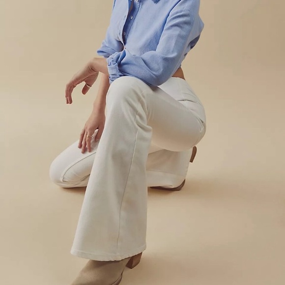 Free People || NWT || White Penny Pull On Flare Jeans - Picture 7 of 7